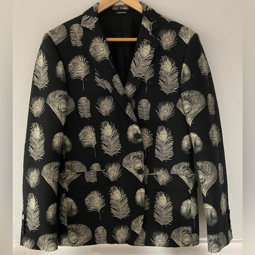 Alexander McQueen jacquard peacock feather print Blazer 2017 runway collection